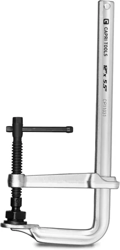 Capri Tools Abrazadera de barra de acero resistente de 12 pulgadas, profundidad de garganta de 5-1/2 pulgadas, fuerza de sujeción de 2,645 libras