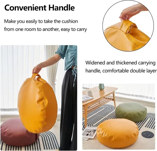 Miniatura 4 de Story Time - Cojines con asas, cojines de asiento redondos para aula, impermeable y resistente al polvo, almohada de suelo de poliuretano para Verde