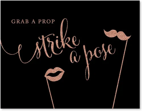 Miniatura 46 de Andaz Press Letreros de fiesta de boda, purpurina de oro rosa sintético sobre negro, 8.5 x 11 pulgadas, resalta tu versículo bíblico favorito