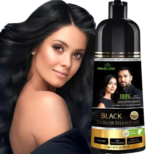 Miniatura 18 de Herbishh Paquete de Viaje Champú Tinte para el Cabello en Sobre + 1 Sobre de Mascarilla Capilar de Argán (Negro, 1 sobre)