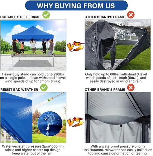 Miniatura 2 de COBIZI Carpa Toldo Emergente de 10x10 pies, Toldo de 10x10 con 4 Paredes Laterales Impermeable de Servicio Pesado Carpa Comercial para Fiestas