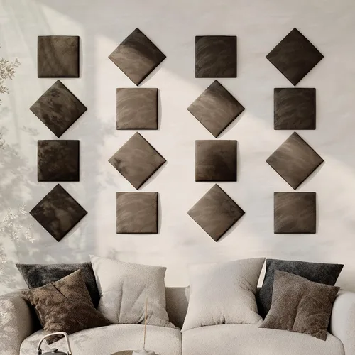 Miniatura 64 de Paneles de arte acústicos decorativos de terciopelo suave para pared, azulejos absorbentes e insonorizantes ecoamortiguadores, tablones suaves Blanco