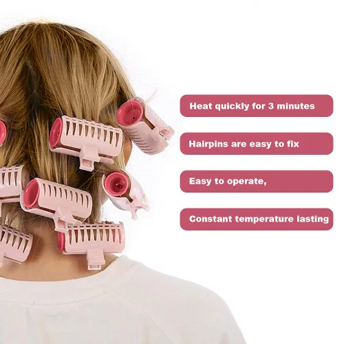 Miniatura 3 de Rodillos eléctricos con calefacción, 15 unidades de varillas eléctricas para rizar el cabello, rodillo rizador de pelo de 1.181 in con pinzas