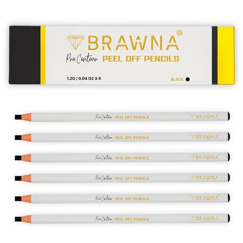 Miniatura 9 de Brawna Paquete de 6 lápices de cejas Pro Peel Off para mapeo de labios y cejas, suministros de microblading, color blanco