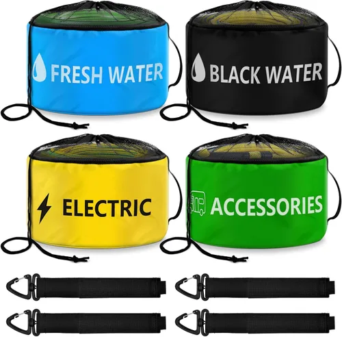 ERKOON Bolsa de almacenamiento de manguera impermeable para caravana, paquete de 4, accesorios organizadores para cámper, bolsa organizadora de