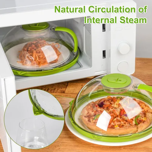 Miniatura 6 de Cubierta mejorada para salpicaduras de microondas para alimentos, cubierta transparente para microondas con vaporizador de agua, protector