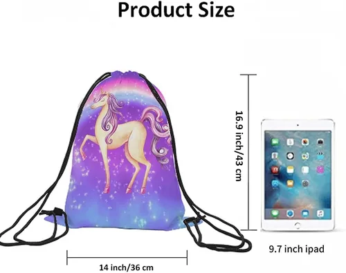 Miniatura 6 de Beabes Acuarela Unicornio Cordón Bolsas Mochila Gimnasio Saco, Multi-a66, Mochilas de viaje