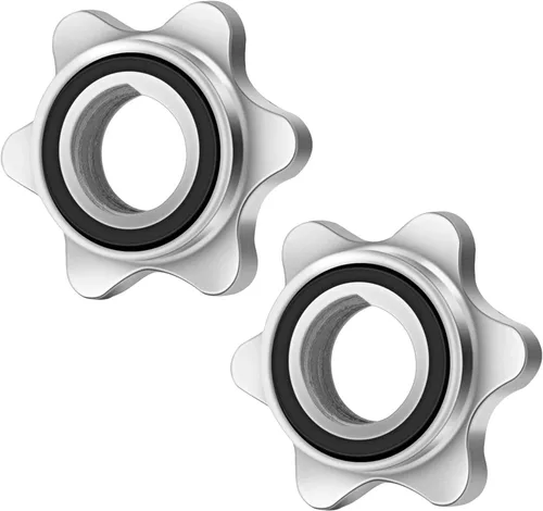 Miniatura 8 de Lamoutor 2 piezas de collar de tuerca hexagonal antideslizante con tornillo para mancuernas de barra para levantamiento de pesas
