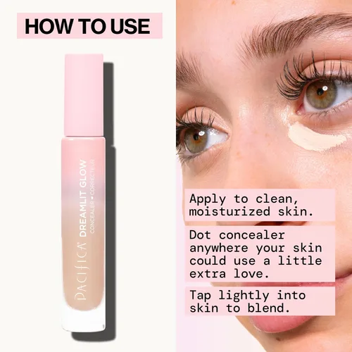 Miniatura 9 de Pacifica Corrector DreamLit Glow de cobertura completa con escualano para ojeras y corrección de manchas oscuras, ligero y duradero, vegano y libre
