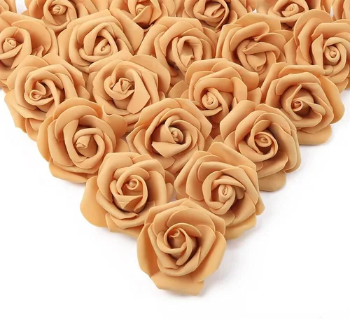 Miniatura 26 de IPOPU 100 unidades de rosas artificiales de aspecto real, rosas falsas de color rosa bebé, rosas de espuma rubor para centros de mesa de boda, Rosa