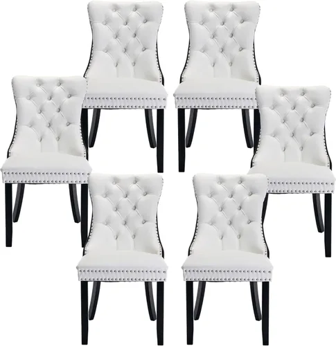 Miniatura 48 de Silla de comedor copetuda moderna de terciopelo para comedor, sillas de comedor tapizadas con remache de clavo, anillo trasero para cocina, comedor
