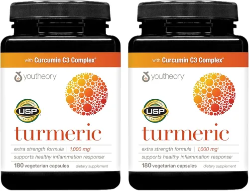Youtheory Cúrcuma Extra Strength - 1,000 mg - Apoya la salud muscular y articular* - Contiene biopotenciadores, curcuminoides y extractos de hierbas