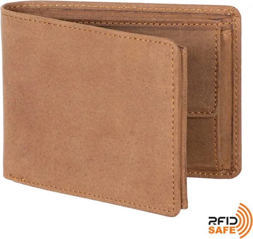 Miniatura 6 de DiLoro Billetera de cuero para hombre de tamaño completo con cremallera plegable y protección RFID