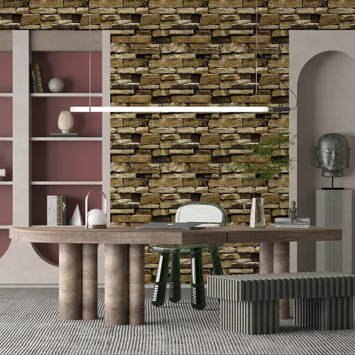 Miniatura 2 de Papel Tapiz de Piedra Despegar y Pegar - Papel Tapiz Autoadhesivo y Removible Decoraciones de Piedra Papel de Contacto 17.7"x78.8" Vinilo