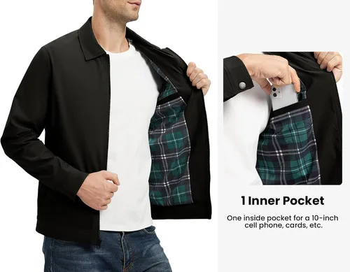 Miniatura 4 de Rdruko Chaquetas ligeras para hombre Cortavientos de primavera y otoño Chaquetas ligeras Casuales y elegantes con bolsillos