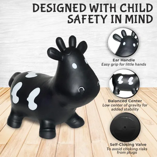 Miniatura 4 de Juguete inflable de vaca negra para niños pequeños con bomba