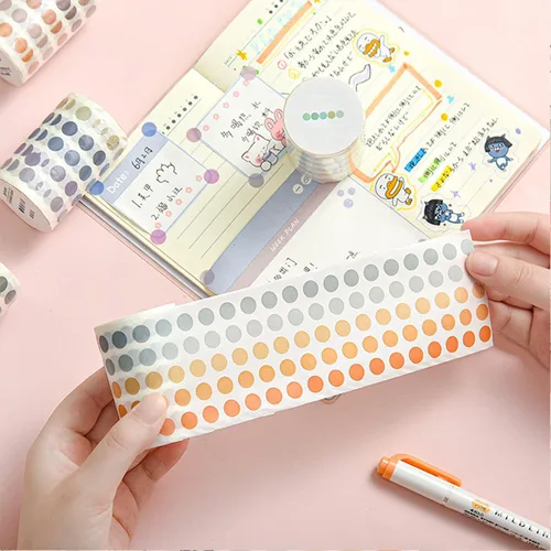 Miniatura 5 de YUBBAEX Morandi Cinta Washi de Puntos de 5/16" Pegatinas Redondas 1250 Puntos Adhesivos para Bullet Journal Planificador Scrapbooking 2 3/8" x 10