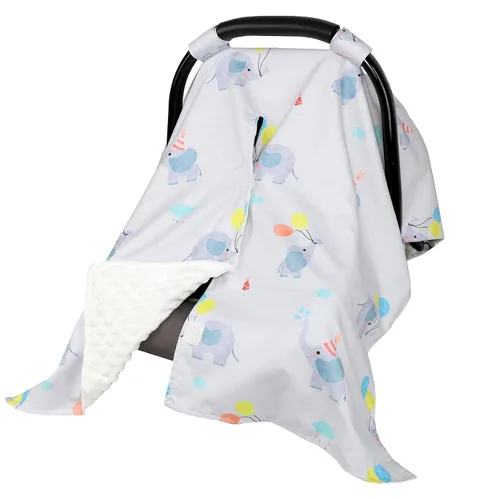 Miniatura 9 de Funda para Asiento de Carro de Bebé, Toldo de Asiento de Carro con Abertura Peekaboo de Primavera para Bebés Niñas y Niños, Fundas de Lactancia Flor
