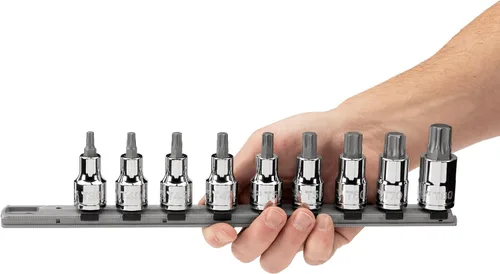 Miniatura 6 de TEKTON Juego de dados Torx de 1/2 pulgada con riel, 9 piezas (T30 - T80) SHB92107