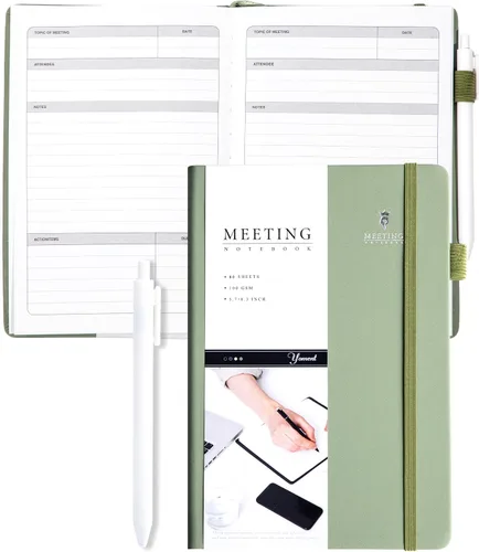 Miniatura 18 de Cuaderno de Reuniones para Trabajo con Elementos de Acción 5.5×8.5 Tapa Dura Espiral Planificador de Reuniones para Oficina Negocios Notas