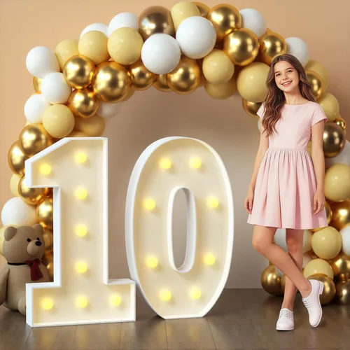 Miniatura 15 de imprsv Letras de marquesina iluminadas, letras de mosaico de 1.2 m con luz para decoración de baby shower, graduación, gran J para decoraciones