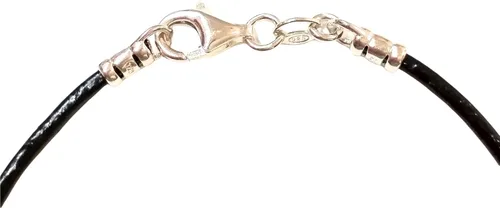 Miniatura 6 de 2mm Black Leather Cord with 925 Sterling Silver Ends, Clasp and Floating Hammered Curved Tube Bracelet. Made to Your Size. Women, Men, Unisex