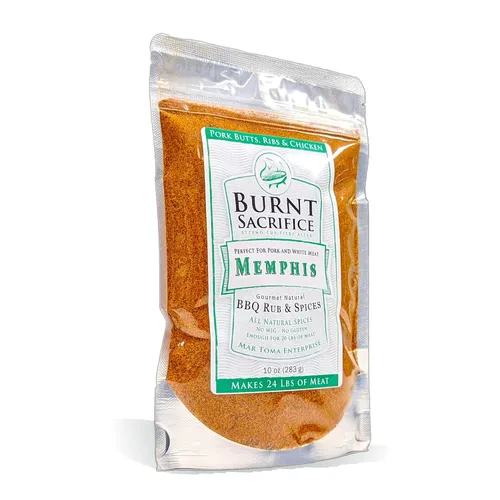 Miniatura 7 de Burnt Sacrifice Memphis Style Gourmet BBQ Spice - Condimentos secos (paquetes de 1.5 onzas, caja de 3) colillas de cerdo, chuletas de lomo