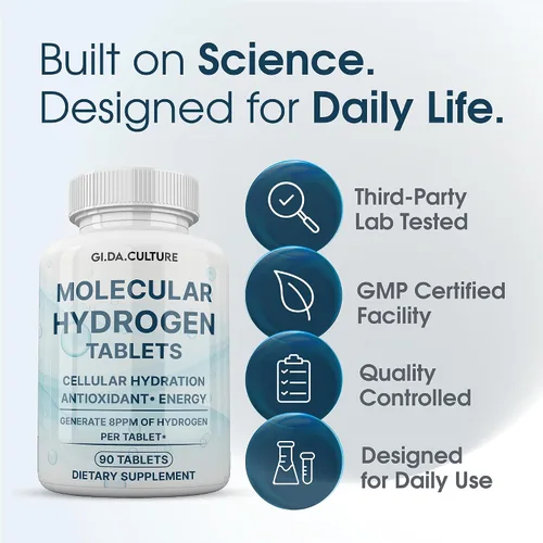 Miniatura 5 de Tabletas de agua de hidrógeno molecular (8 ppm) Magnesio, Ácido málico y L-Tartárico Suplemento de hidratación y antioxidante Apoyo energético