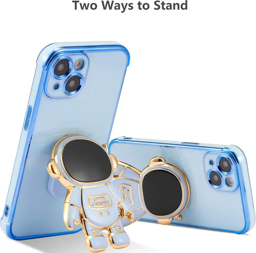 Miniatura 3 de RALEAVO Funda para iPhone 11, linda funda de astronauta 6D con función de soporte, funda con enchapado de lujo, ajuste delgado, TPU suave, protector