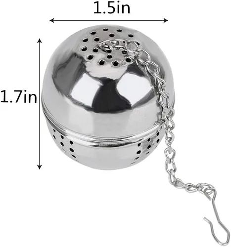 Miniatura 5 de 2 piezas de acero inoxidable forma de bola infusor de té Infusor de té de hoja de té filtro con asas filtro té