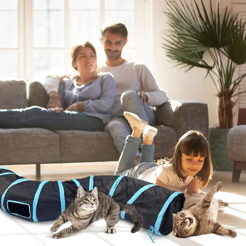 Miniatura 3 de Bemodst Túneles plegables para gatos, laberinto interactivo de 2/3/4/5 vías para gatitos, conejos, hurones Tipo S de 2 vías
