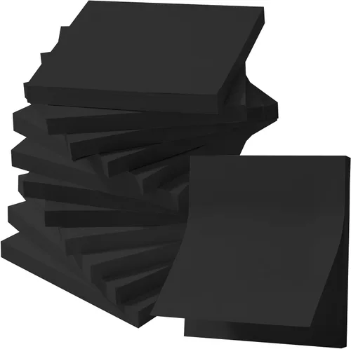 Mr. Pen - Notas adhesivas, 3 x 3 pulgadas, 12 blocs, 600 hojas, negras, notas adhesivas a granel, bloc de notas autoadhesivas, perfecto para