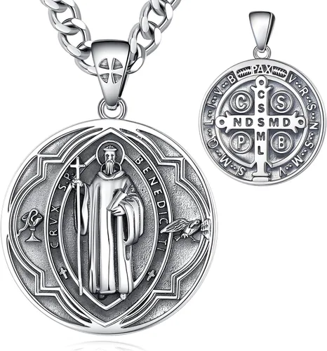 Miniatura 77 de CELESTIA Medallas de plata de ley 925 San Miguel/San Cristóbal/San Benito/San Gabriel/Virgen María/Jesús/Caravaca/Metatrón/Sello de los Siete