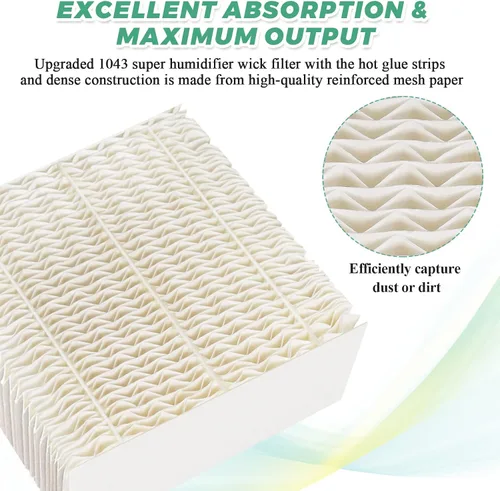 Miniatura 2 de Techecook - Filtros de mecha súper humidificadores 1043 (paquete de 2) de repuesto para filtro humidificador evaporativo Essick AirCare EP9500