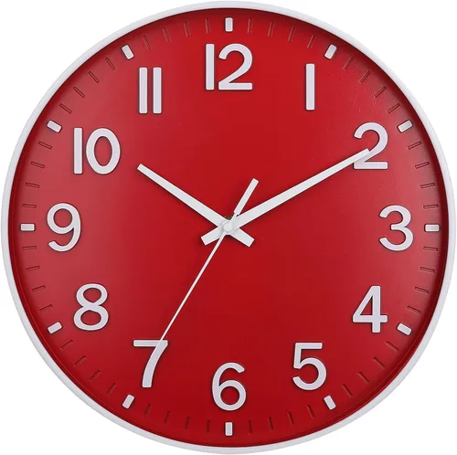 Miniatura 15 de HZDHCLH Reloj de pared de cuarzo moderno, funciona con pilas, 12 pulgadas, silencioso, sin tictac, números 3D, reloj redondo para pared, reloj