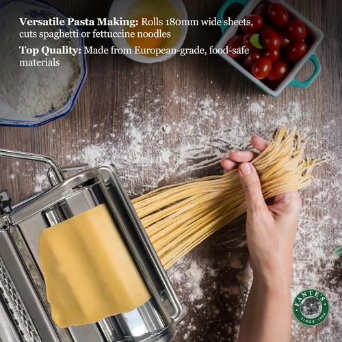 Miniatura 3 de Fante's Máquina de Pasta Clásica de Doble Cortador, Prensa de Fideos de Manivela con Ajustes de Grosor Ajustables para Pasta Casera Fresca, Dumplings