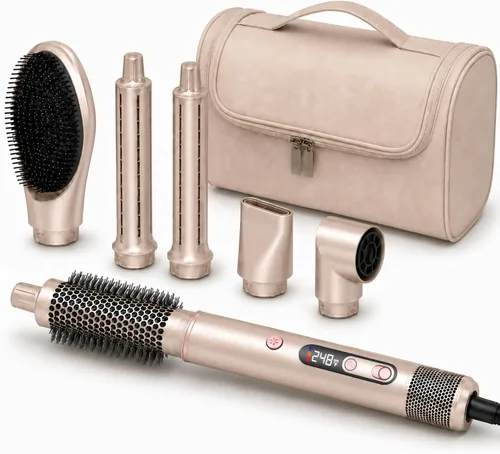 UKLISS - Estilizador de cabello de aire caliente 6 en 1 con secador de pelo de alta velocidad de 110,000 rpm, cepillo de secado automático redondo,