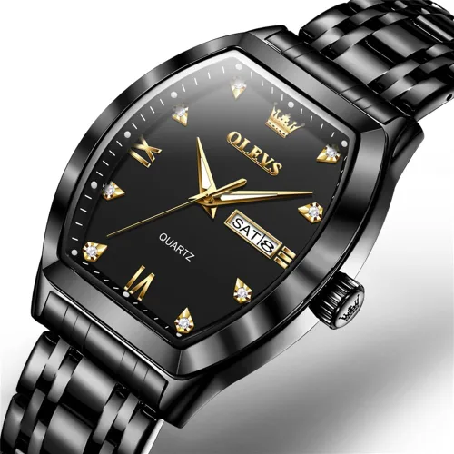 Miniatura 2 de OLEVS Relojes para hombre, de lujo, para negocios, analógicos, de cuarzo, relojes de pulsera para hombre con correa de malla de acero inoxidable