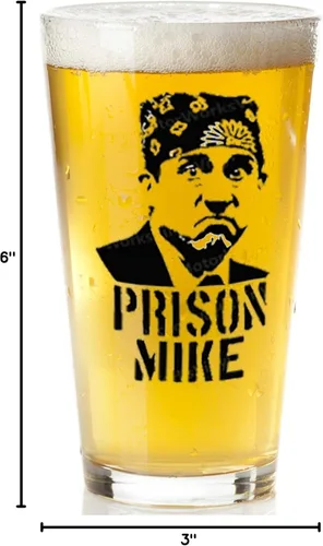 Miniatura 5 de Prison Mike - Vaso de cerveza divertido – The Office Merchandise – 16 onzas, resistente a los arañazos, regalo perfecto, regalos de broma