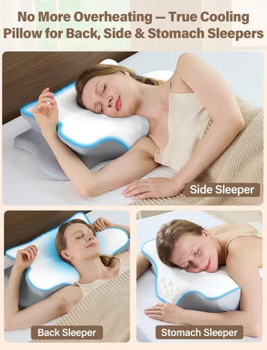 Miniatura 7 de Almohada cervical para el cuello para aliviar el dolor, almohada ergonómica de espuma viscoelástica para dormir de lado con contorno, almohada