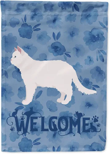 Miniatura 246 de Caroline's Treasures CK4813CHF - Bandera de bienvenida con gato abisinio azul, manga grande, para porche, para colgar en la pared, poliéster