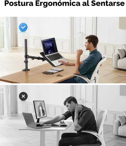 Miniatura 4 de HUANUO Soporte de escritorio para laptop - Brazo de monitor de 17" a 32", bandeja ventilada, totalmente ajustable con inclinación, giro y rotación