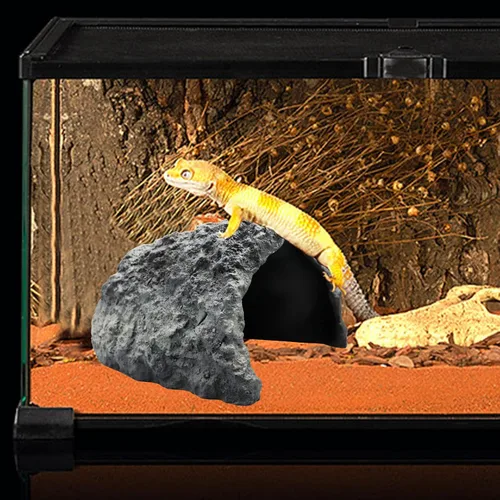 Miniatura 4 de Cueva de piel de reptil extra grande, cueva de resina, accesorios de decoración de acuario, tortuga lagarto para ocultar hábitat de 10.23 x 9.44 x