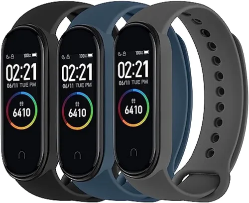 Paquete de 3 bandas para Xiaomi Mi Band 4 y Mi Band 3, correas deportivas de repuesto de silicona suave para Xiaomi Mi Band 4 y 3 Fitness Tracker