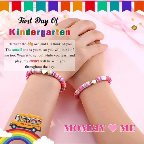 Miniatura 2 de ORISPRE First Day of KindergartenPre KSchool Mother Daughter Bracelets Matching Heart Wish Bracelet Set for 2 Gifts
