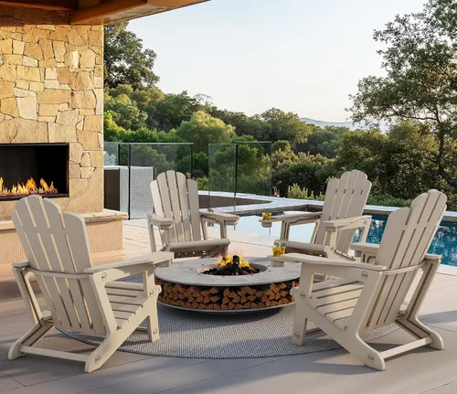 Miniatura 10 de PURPLE LEAF Adirondack Chair Set of 2 HDPE All-Weather Patio Adirondack Chair with 24.6" Oversized Seat Wood-Textured Outdoor Fire Pit Chair with