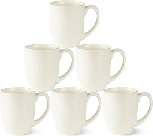 AmorArc Juego de 6 tazas de café de 16 onzas, tazas de café grandes de cerámica para hombre, mujer, papá, mamá, tazas de café modernas con asa para