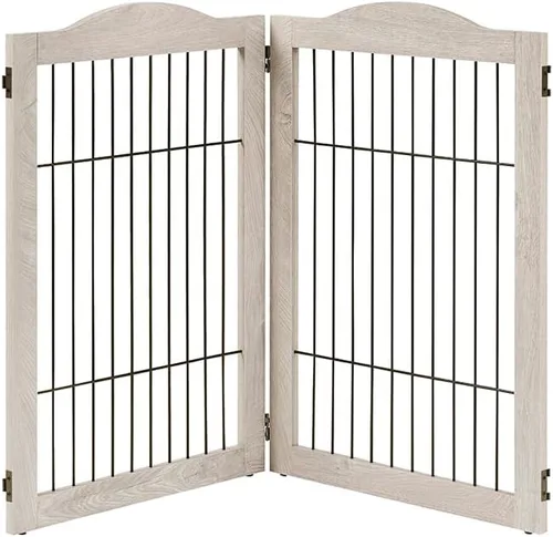 Miniatura 37 de unipaws Puerta para mascotas de pie libre de 24 pulgadas de alto para perros y gatos, puertas de madera para puerta, escaleras, valla plegable