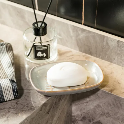 Miniatura 15 de Miamolo Jabonera limpiadora para ducha, jabonera de cerámica para barra de jabón grande, champú o esponja, bandeja ahorradora de jabón para baño