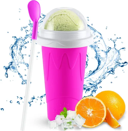 Miniatura 8 de Paquete de 2 vasos para granizados, vasos para hacer granizados, vasos mágicos de congelación rápida para helado, jugo, leche, yogur, taza Azul+Rosa